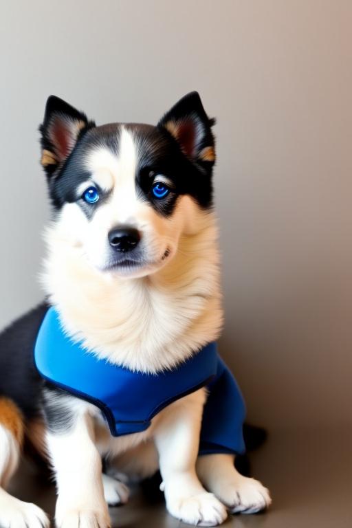 Labrador husky dog with grey fur and blue eyes 